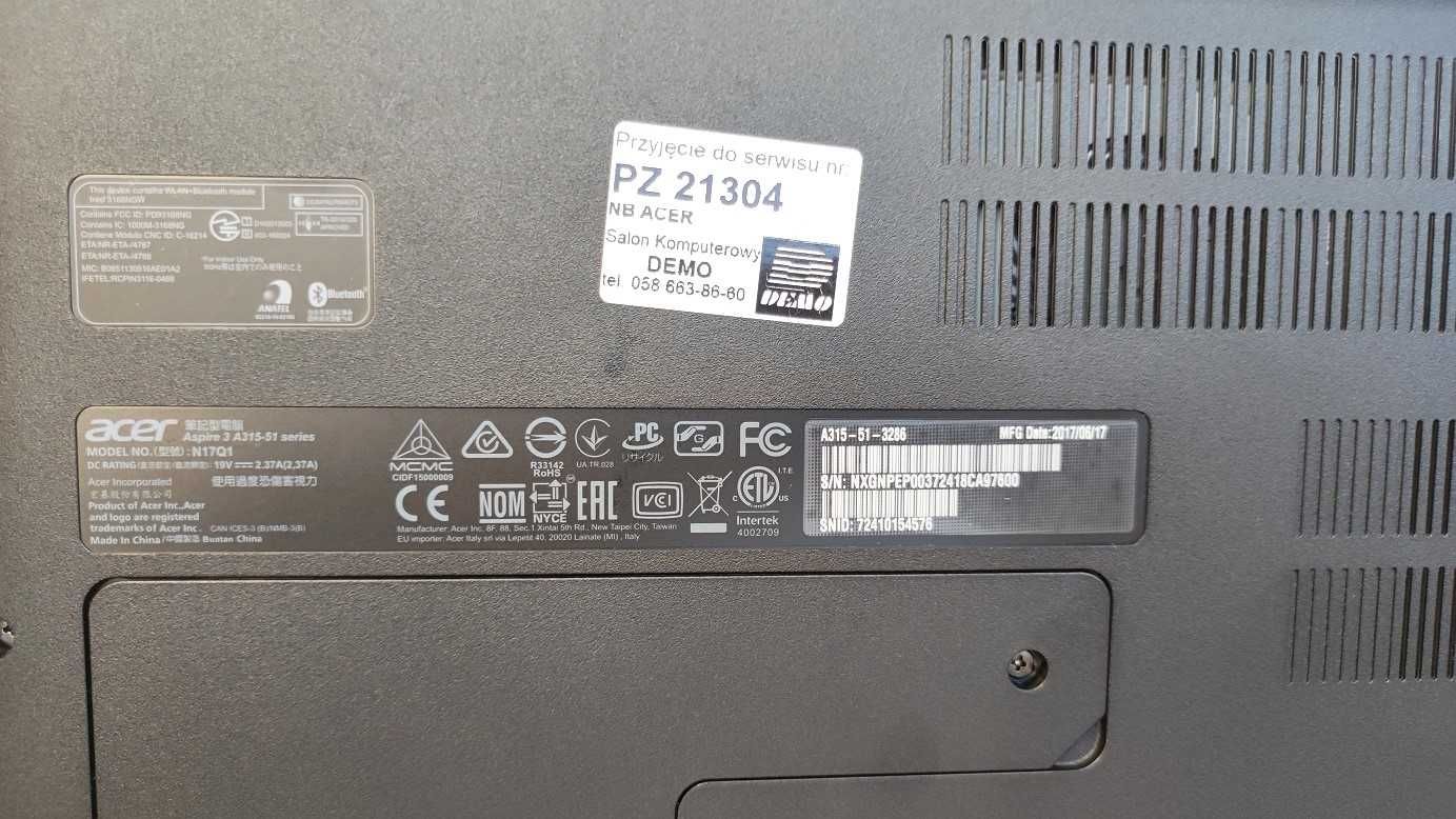 Prezent na komunię Laptop Acer Aspire 3 A315-51 serie 8GB szybki