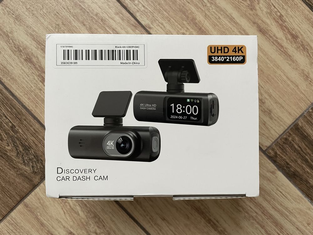 Відеореєстратор Dash Cam 4К Екран Дві камери карта памяті 64 гб
