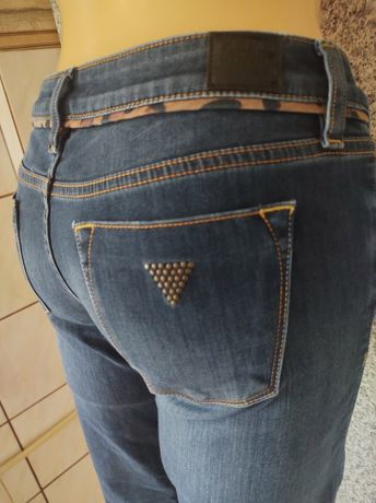 Guess spodnie damskie jeansy rurki skinny 28 panterka