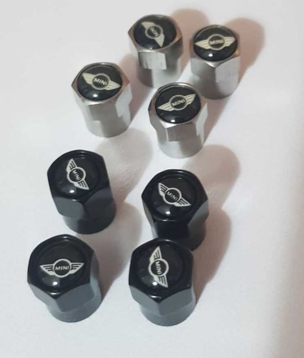 Nowe wentyle kapturki na wentyle do kół MINI srebrne | czarne