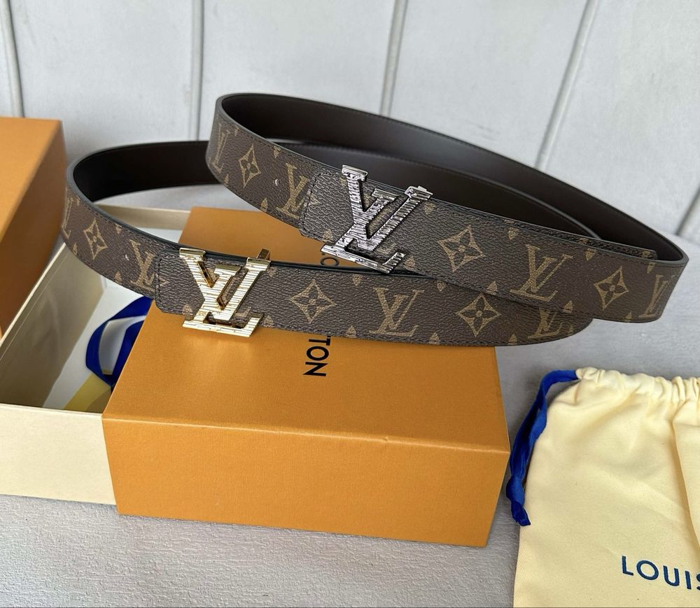 Пояс мужской Louis Vuitton ремень кожаный оригинал черный коричневый