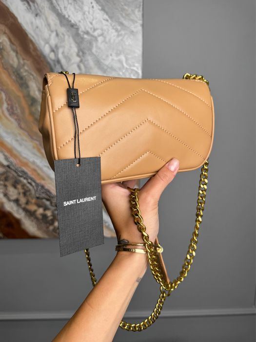 Сумка YSL Yves Saint Laurent Loulou Mini біла, бежева, бургунді