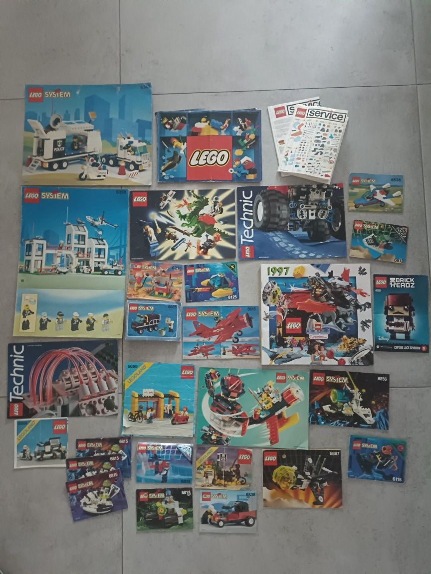 LEGO instrukcje, plakat, katalogi