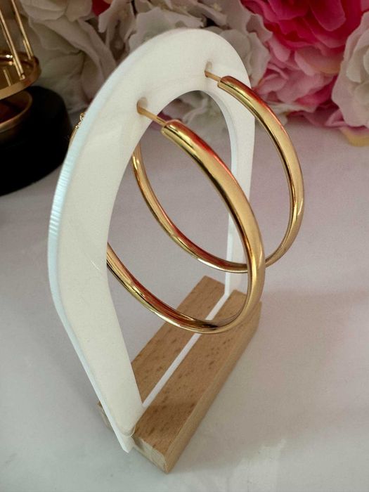 Kolczyki złote koła śr. 4,9 cm wiszące szerokie stal nierdzewna k1560