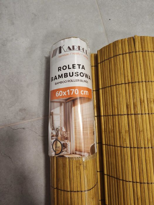 Roleta Bambusowa 60cm x 170cm Jasny Brąz Nowa
