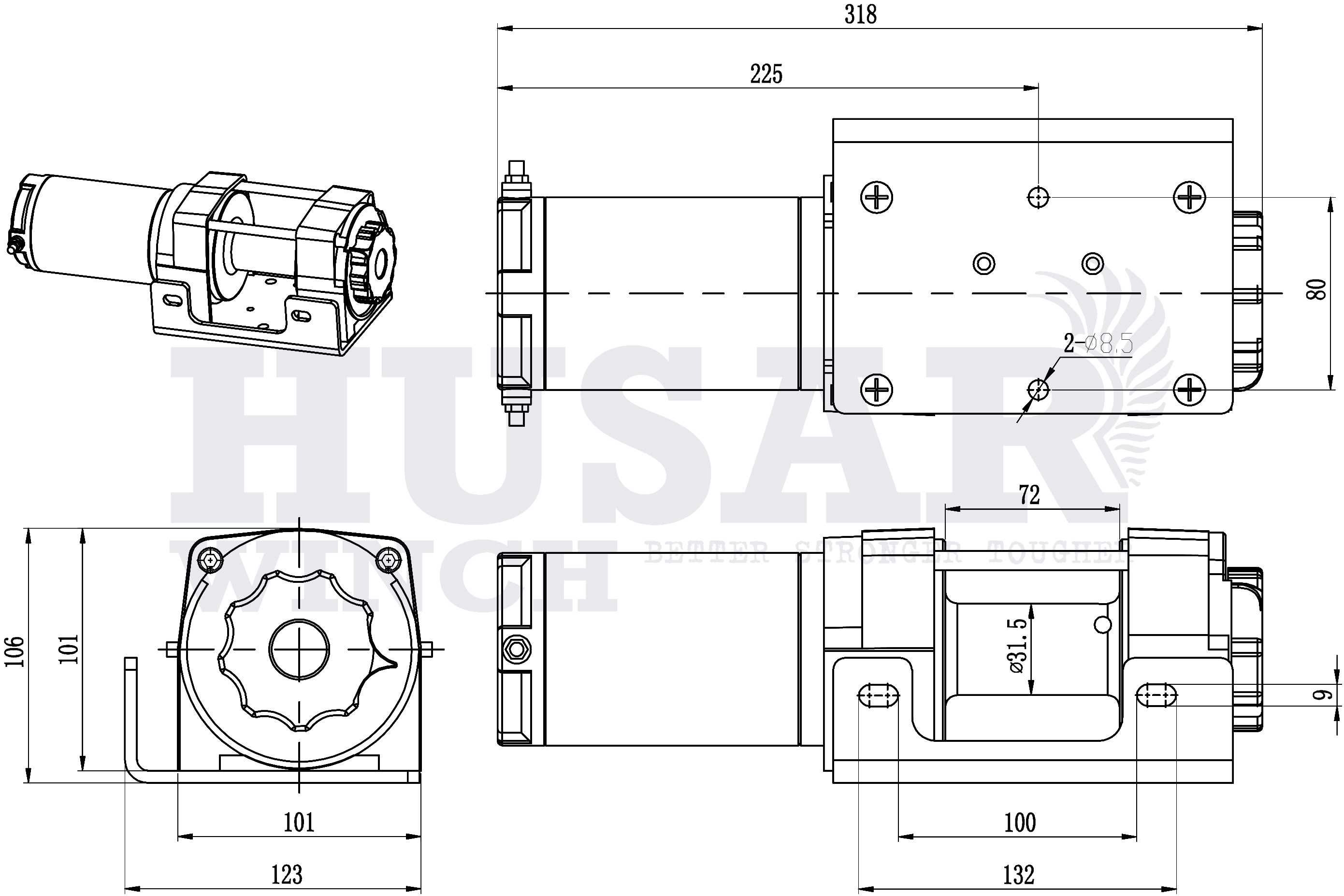 Wyciągarka Husar Winch BST 3500, wciągarka do quada, pługa, łodzi,4x4.