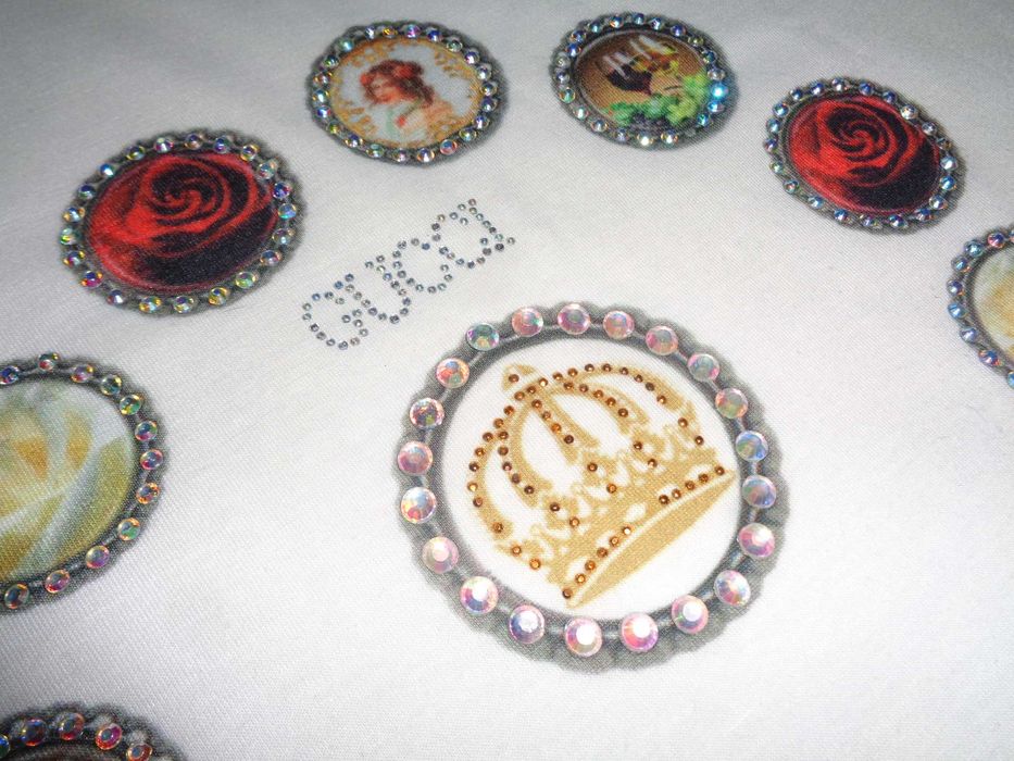 GUCCI made in Italy LUX śliczna biała bluzka cyrkonie OKAZJA 12 lat