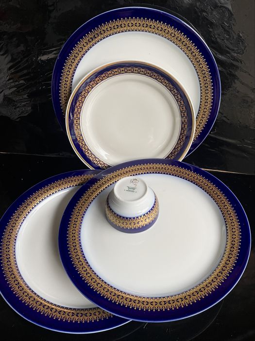 THOMAS ROSENTHAL stara porcelana złoto kobalt 3 duże talerze