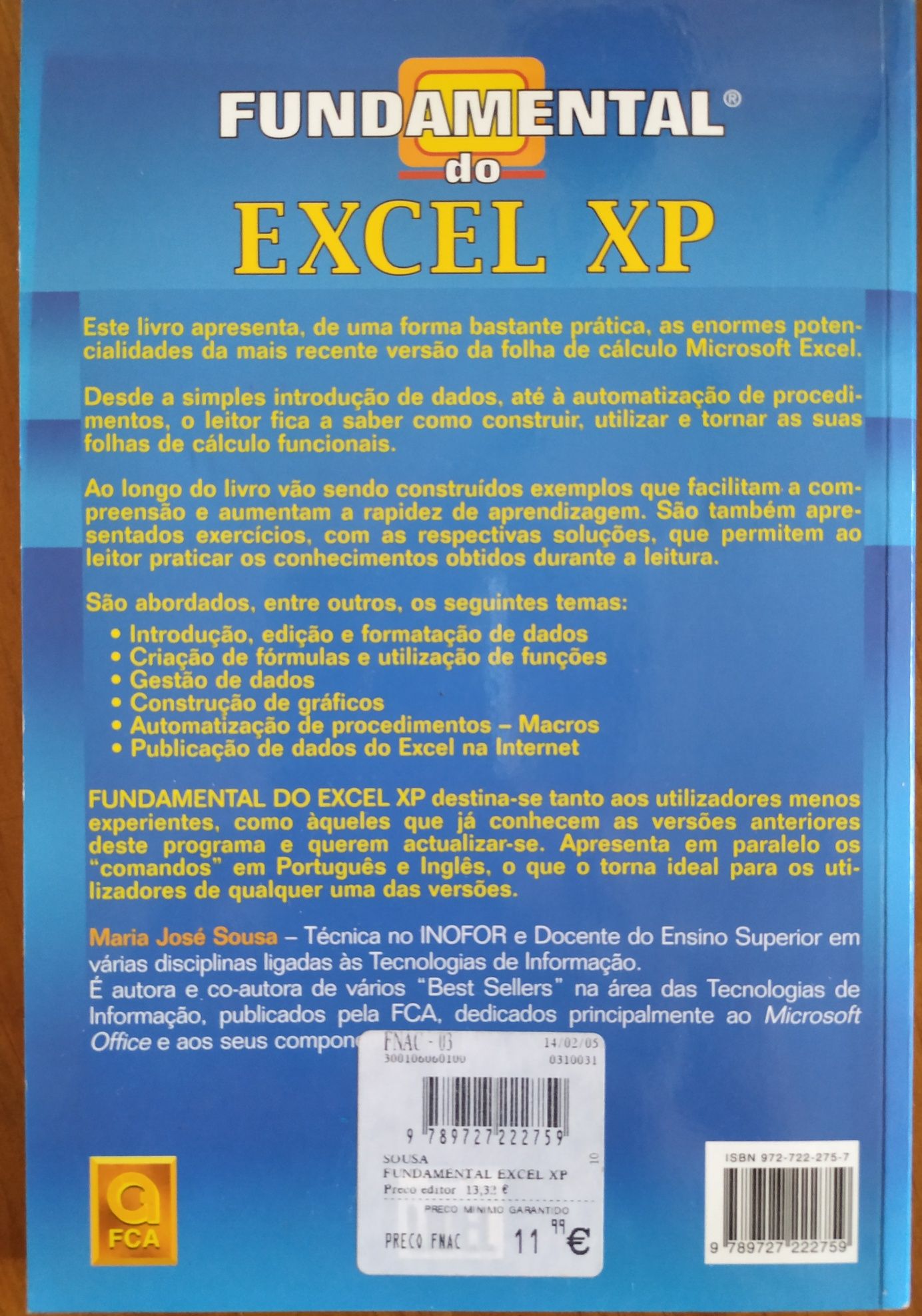 Livro de Excel XP.