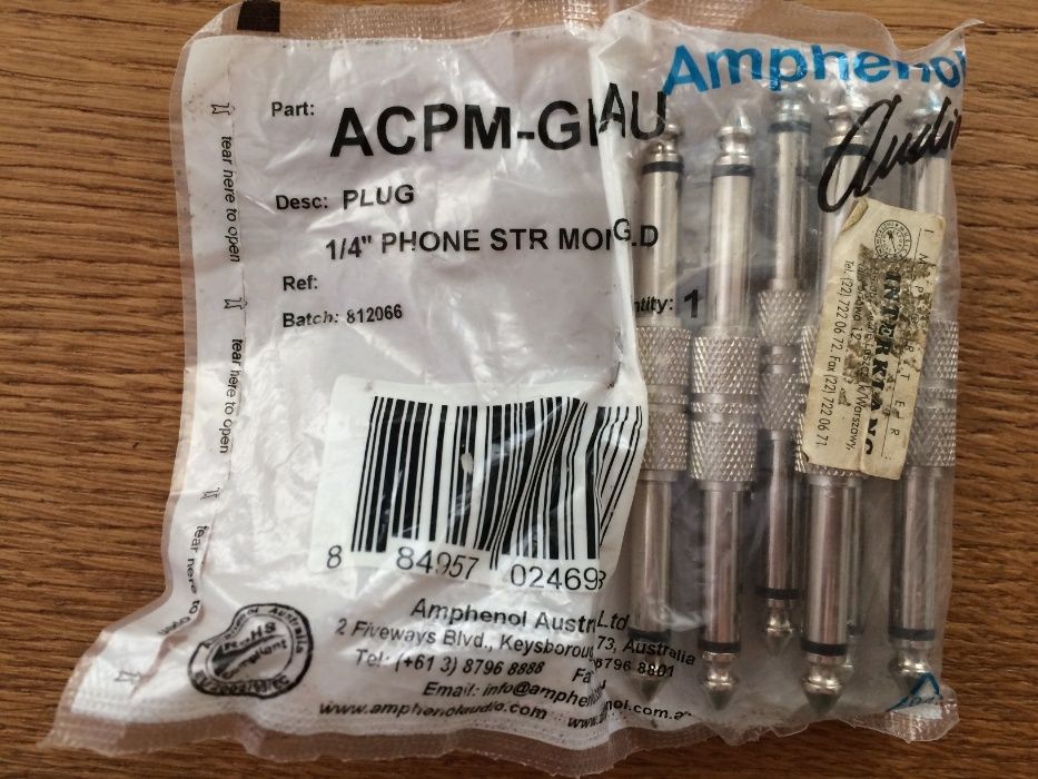 Amphenol acpm gn au jack twins 1/5 łącznik do efektów w pedalbord 6szt