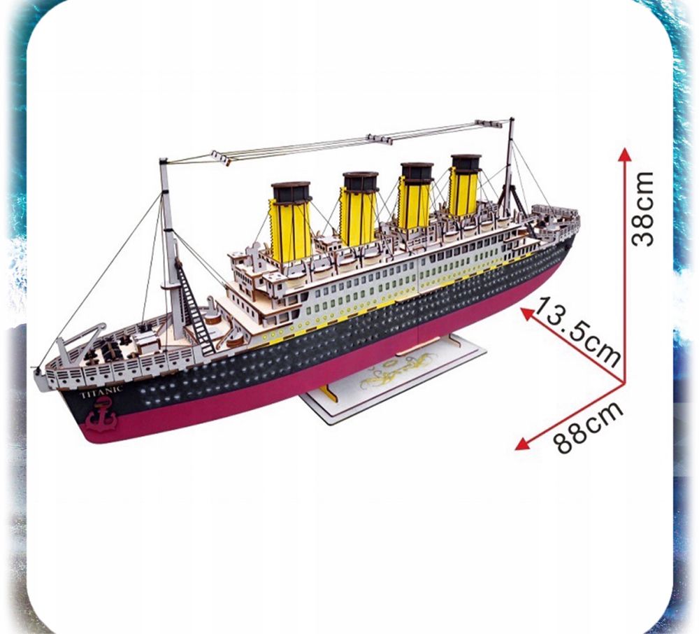 Puzzle Statek Titanic 3D Drewniany Model Ogromny 88 cm PREZENT 371 el