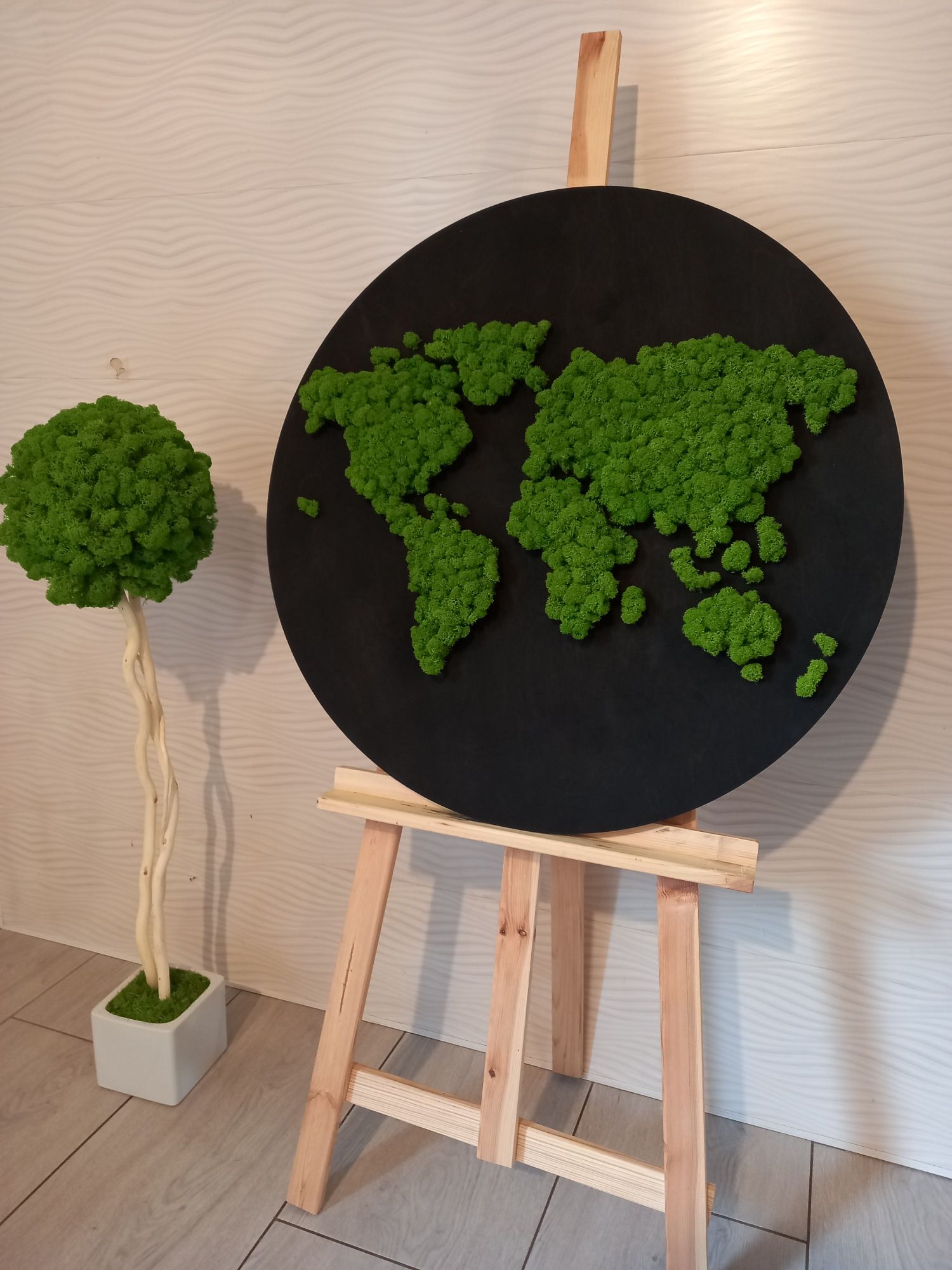 Obraz mapa świata z mchem chrobotkiem. Mech Chrobotek. Dekoracje wnętr