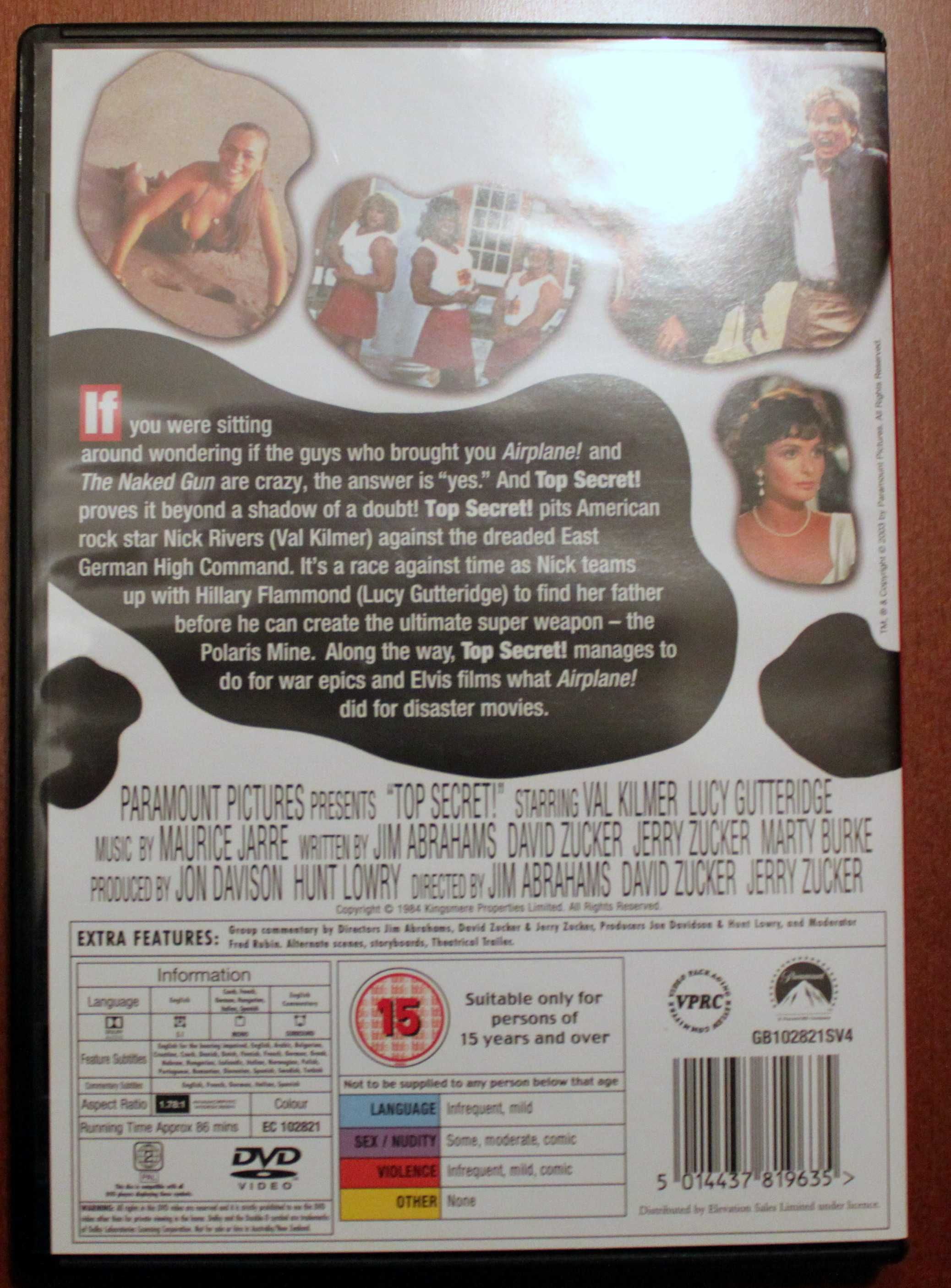 ŚCIŚLE TAJNE Top Secret! - DVD Val Kilmer Omar Sharif