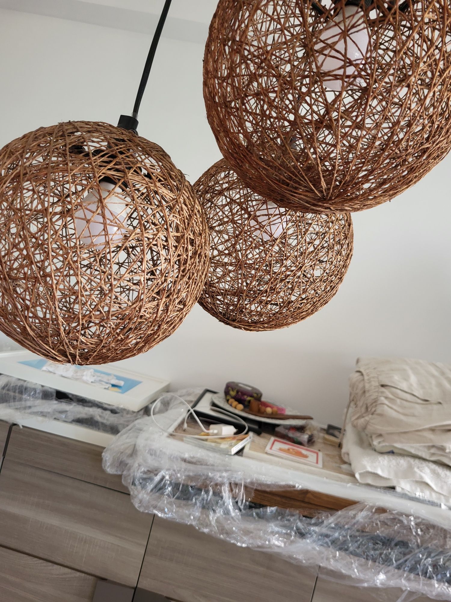 Candeeiro suspenso Laredoute Fibra Natural sala quarto