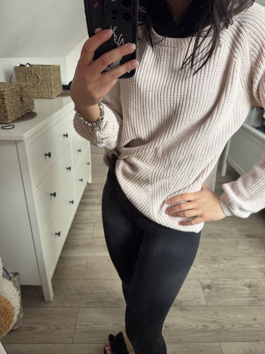 Sweter rozowy damski luzny cieply