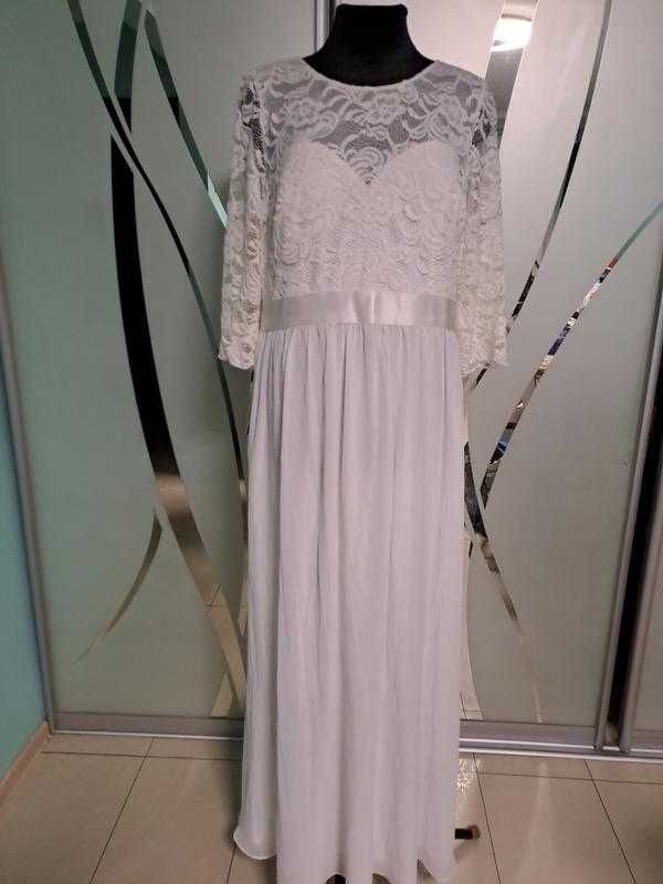 Біла довга мереживна святкова сукня великого 24 розміру Ever Pretty