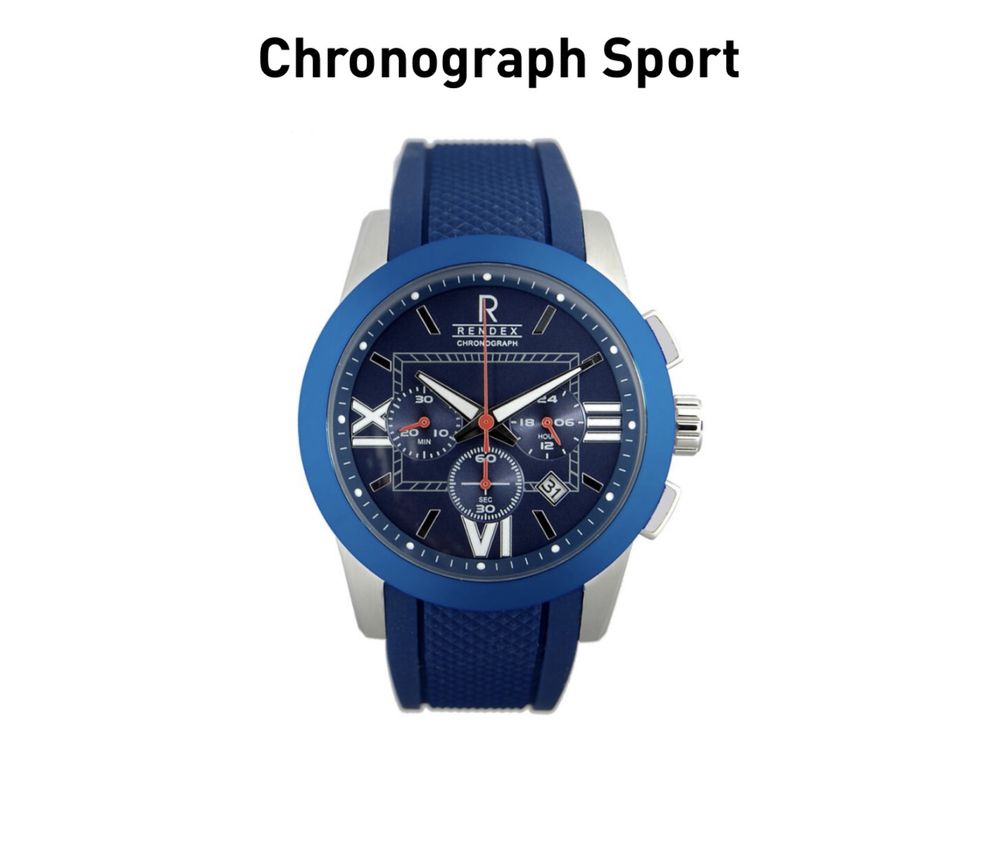 Часы хронограф швейцарские Rendex sport сталь chronograph watch steel