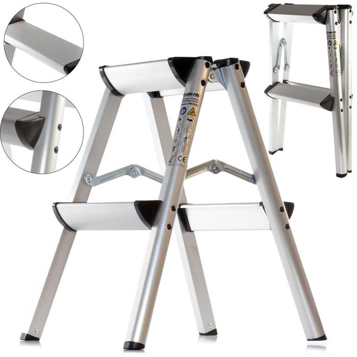 Drabina aluminiowa 2 stopniowa dwustronna Warsztatowa domowa do 150 kg
