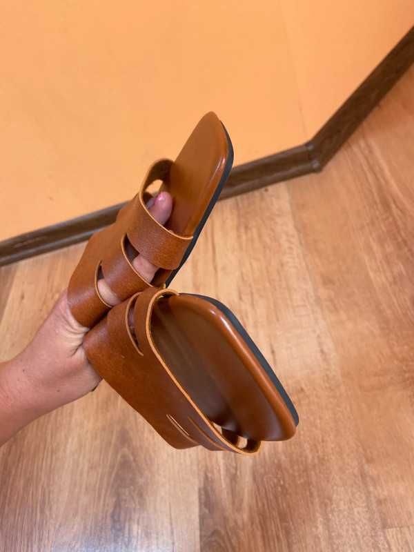 41 nowe klapki buty plaskie eko skora braz karmel