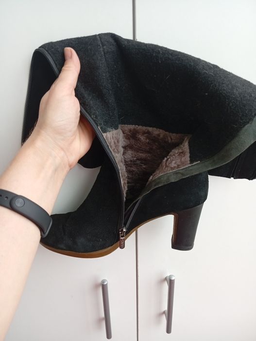 Чоботи жіночі замшеві, європейська зима, 40р., б/в