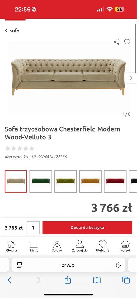 Sofa trzyosobowa pikowana modern chesterfield black red white
