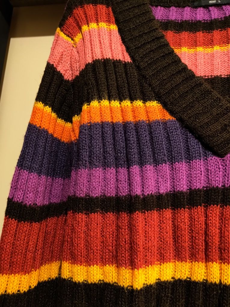 Sweter Hema L 40 w paski kolorowy