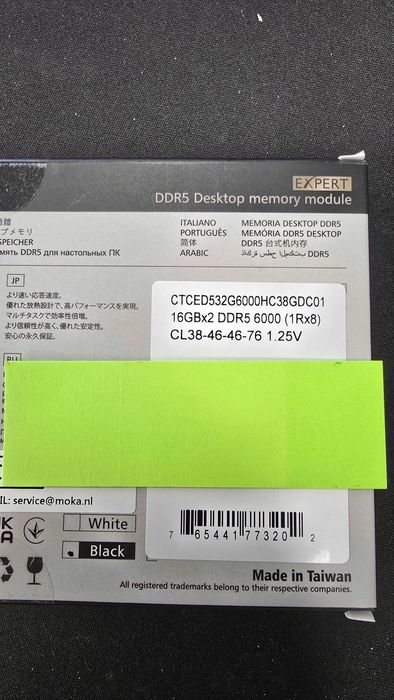 32GB DDR5 6000MHz CL38 Kit - Novas seladas