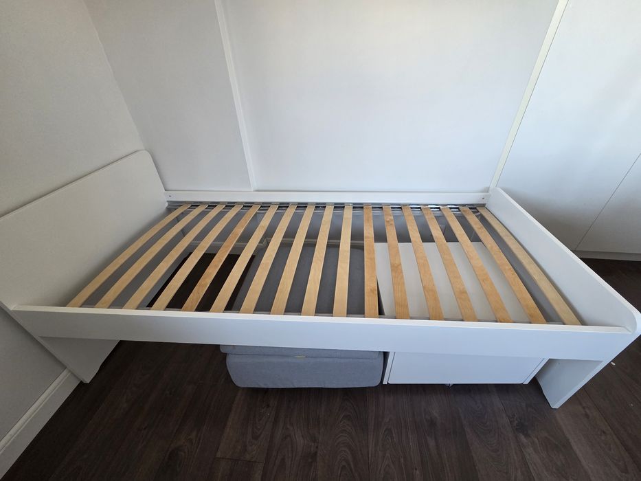 ŁÓŻKO IKEA SLAKT 90×200 cm rama łóżka i 2 pojemniki do przechowywania