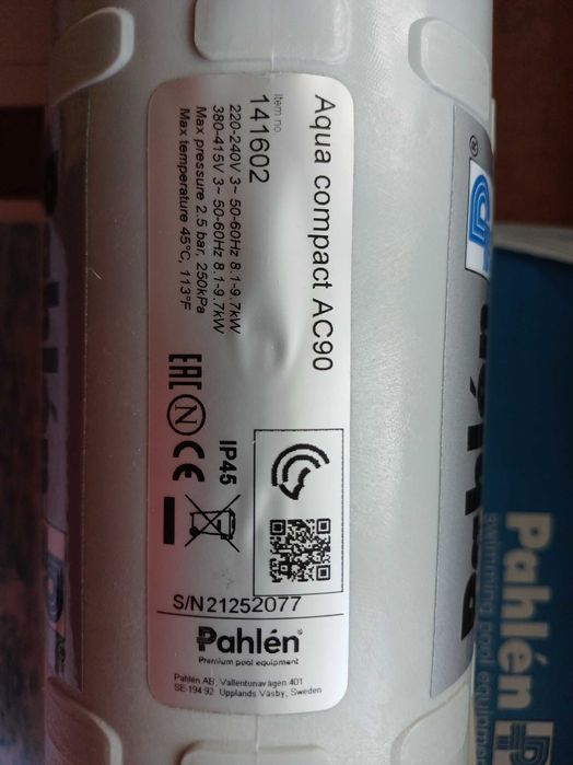 Grzałka elektryczna do basenu Pahlen Aqua Compact AC90 (9 kW)