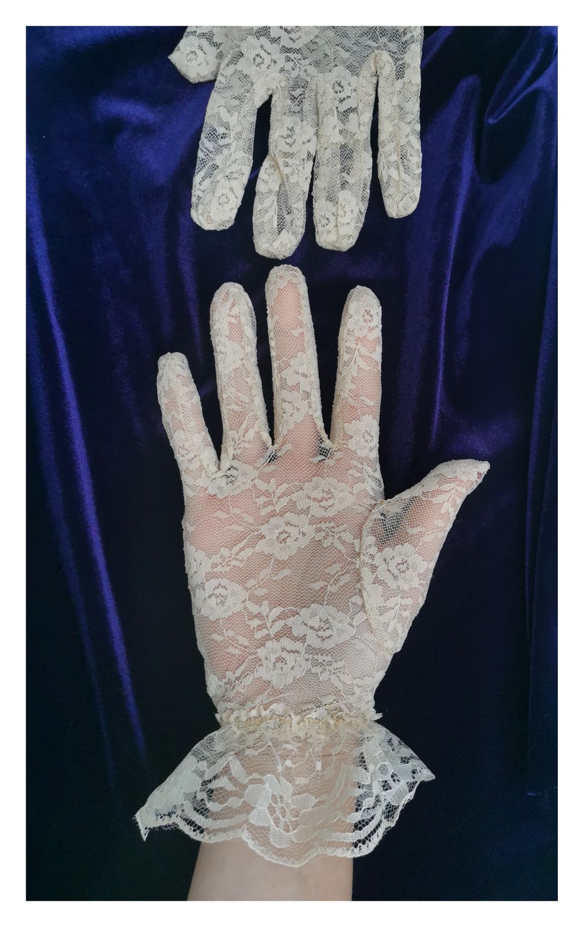Koronkowe kobiece rękawiczki (rozm. uniwersalny) #rustykalne #vintage