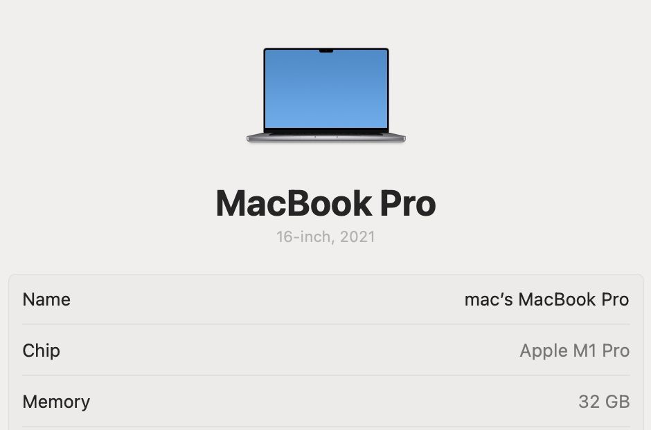 MacBook Pro 16 2021 32GB 1TB SSD 91%