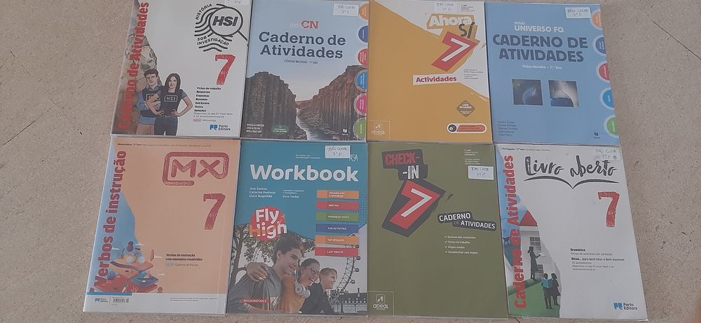 Cadernos de exercicios do sétimo ano