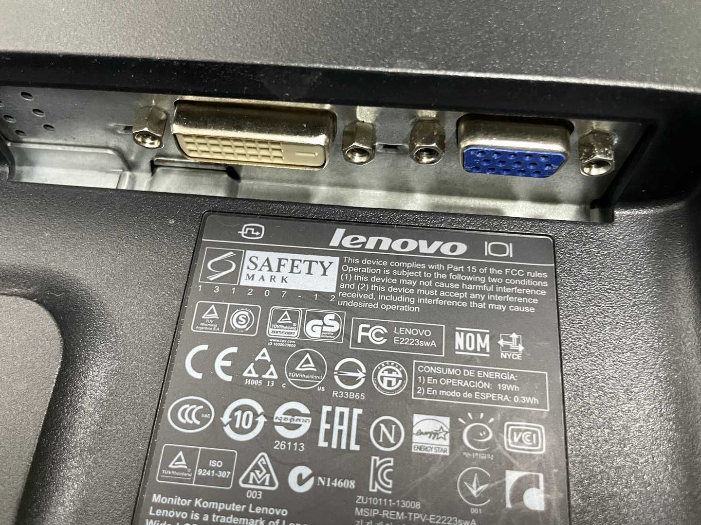 Монитор LED 21.5" Lenovo ThinkVision E2223s, FullHD, VGA + DVI