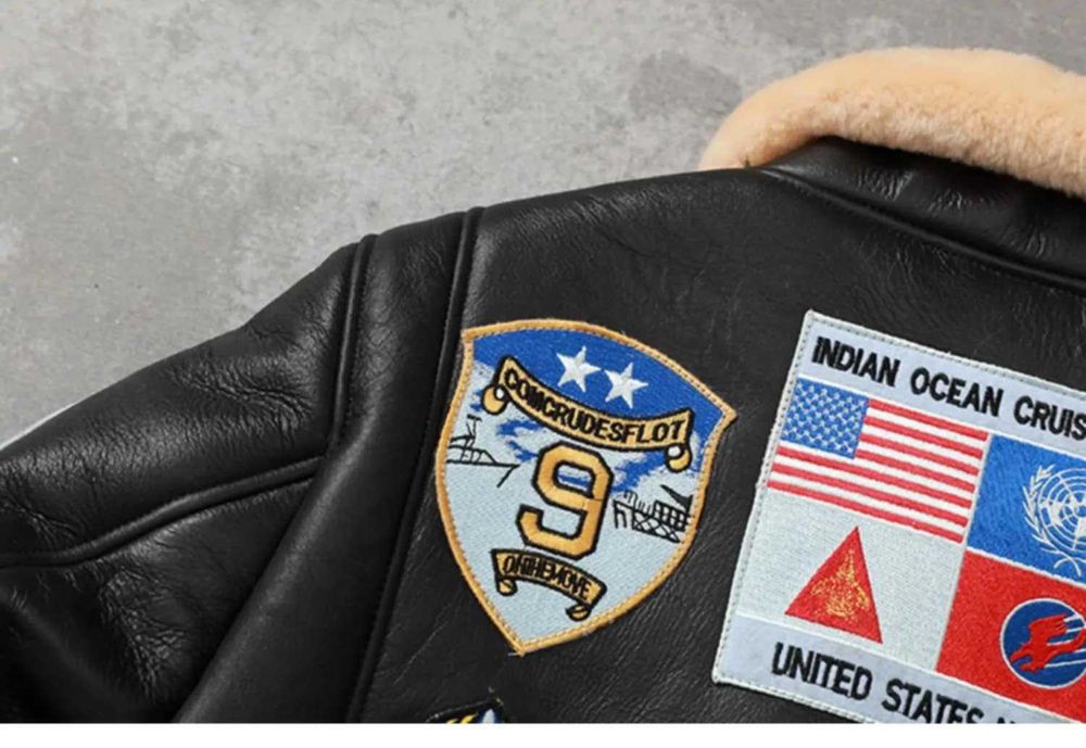 Nowa kurtka skórzana Top Gun nowa prawdziwa skóra na kożuszku zimowa