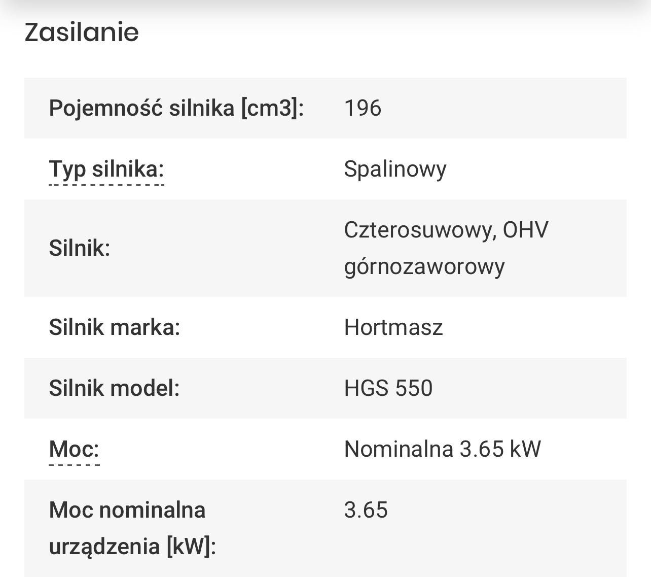 Glebogryzarka spalinowa HORTMASZ HGS 550 z napędem 3.65kW