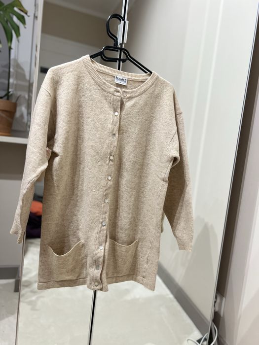 Kardigan sweter wełna jagnięca miekki szeroki nie gryzie
