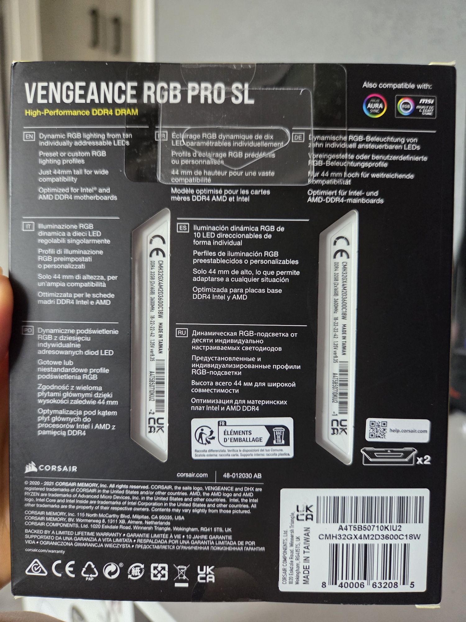 Corsair Vengeance RGB Pro SL 32GB DDR4 3600MHz