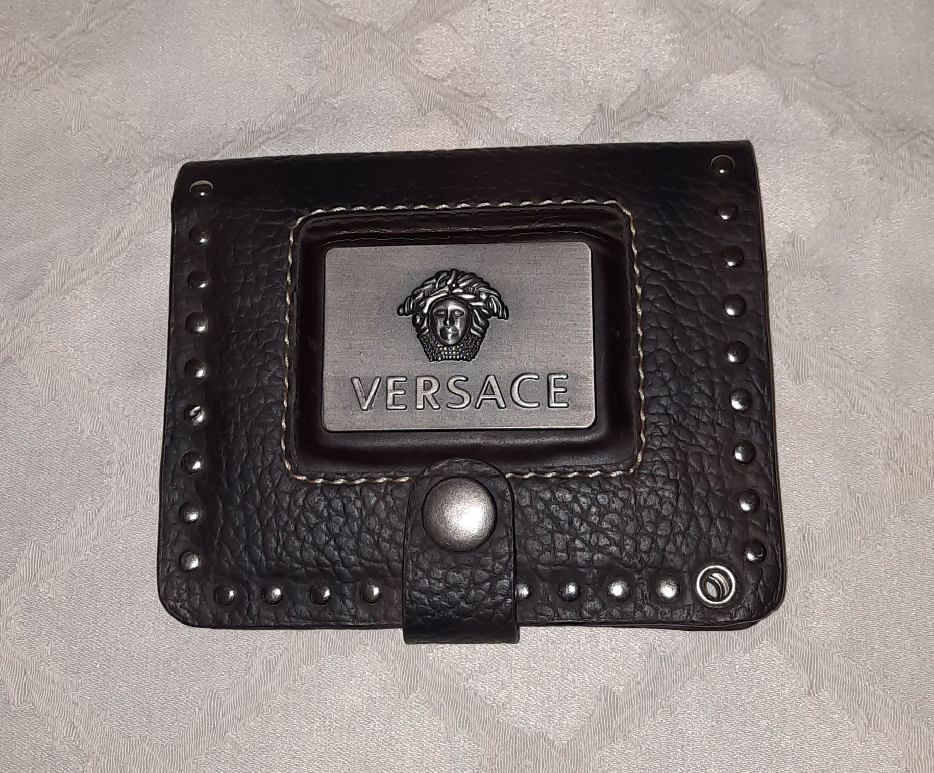 Кожаный кошелёк, органайзер, визитница в стиле Versace