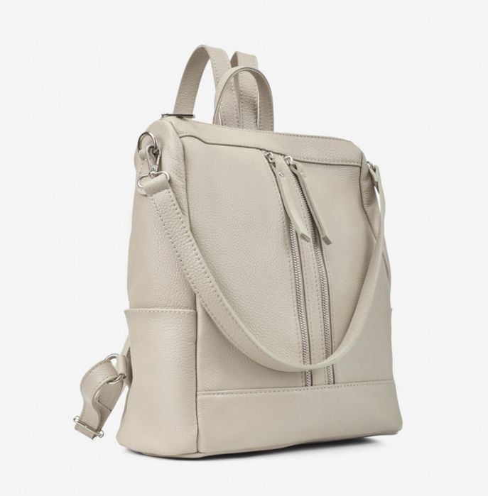 Сумка- рюкзак шкіряний Рюкзак А4 Італійський рюкзак світлий Бежевий