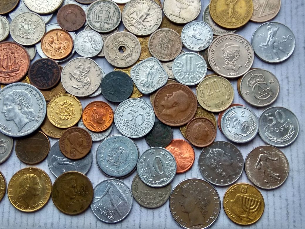 100 монет світу без повторів.набор, 100монет мира,все континенты,микс
