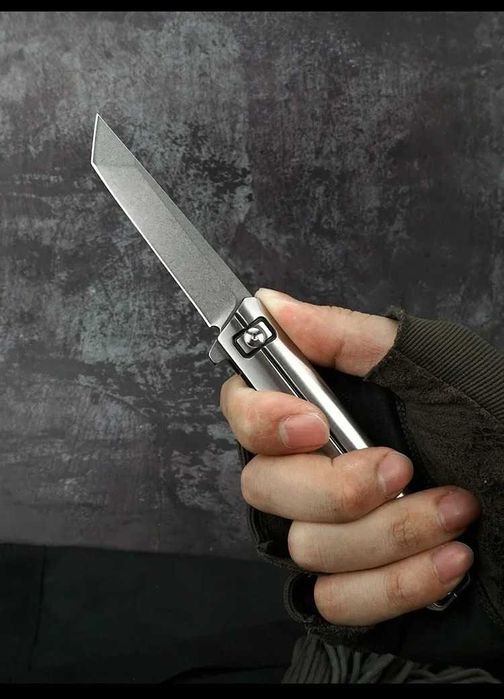 NÓŻ składany taktyczny EDC z ostrzem Tanto lekki, blokada stal D2 NS19