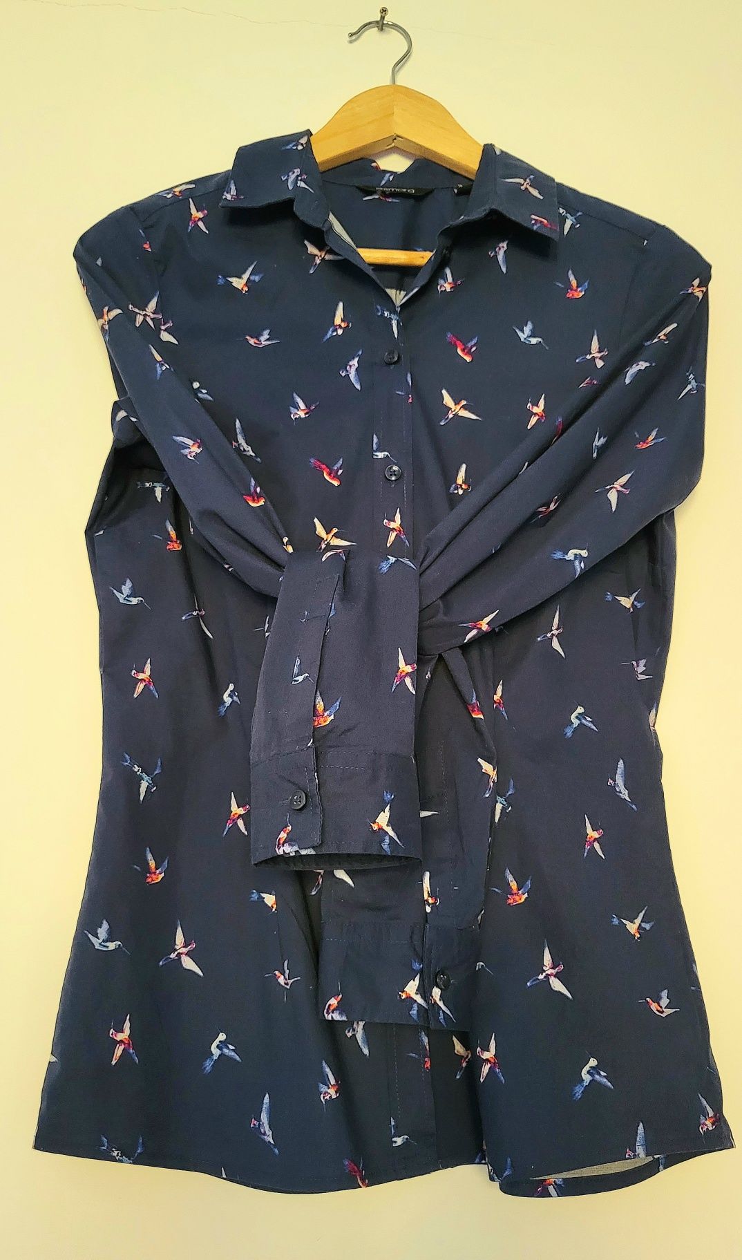 Koszula r. 34-36 ptaszki Esmara długi rękaw kołnierz nowa
