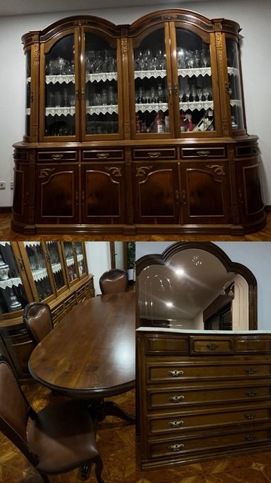 Armário, cómoda com espelho e mesa 8 cadeiras