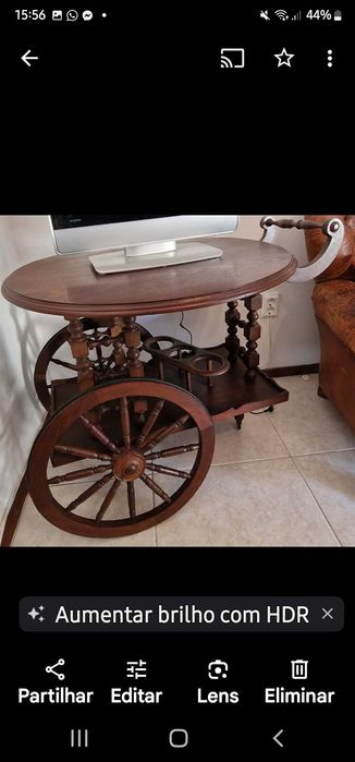 Mesa Bar Carrinho com Abas em Madeira como nova