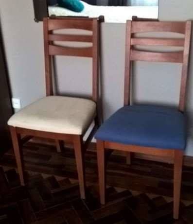 Mesa Cerejeira +4 Cadeiras (2 azuis e 2 brancas)