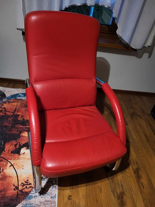 Stylowy fotel 2 sztuki ekoskóra czerwony