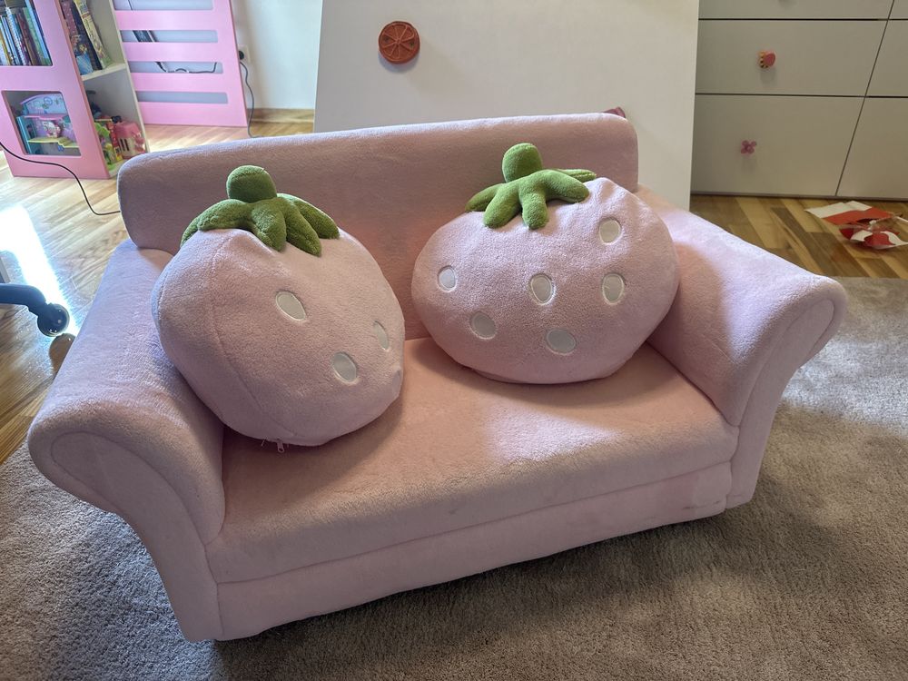 Mini Kanapa / sofa dziecięca różowa Truskawki / Truskawka