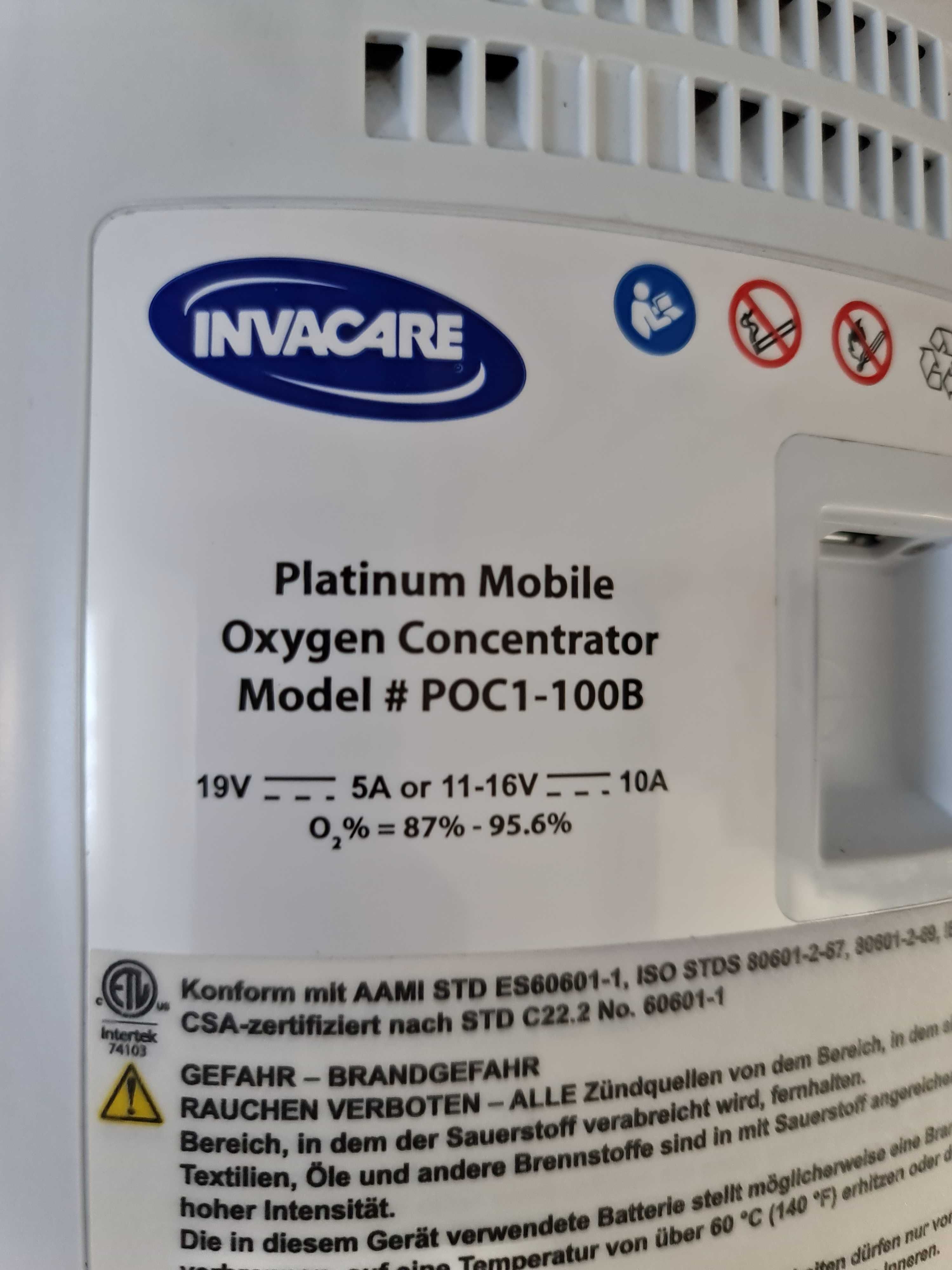 Przenosny Koncentrator tlenu invacare platinum mobile  model poc1-100b