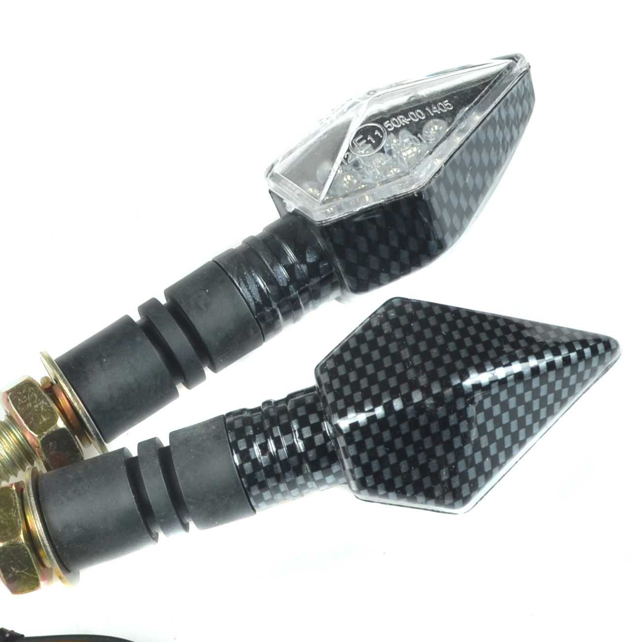 Kierunkowskazy Motocyklowe Uniwersalne Homologacja E11 Carbon/Czarne