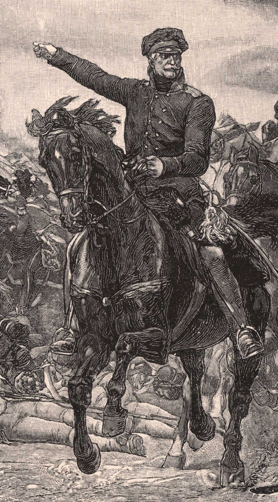 Bitwa pod Waterloo. Drzeworyt ilustracyjny 1895 r. autentyk